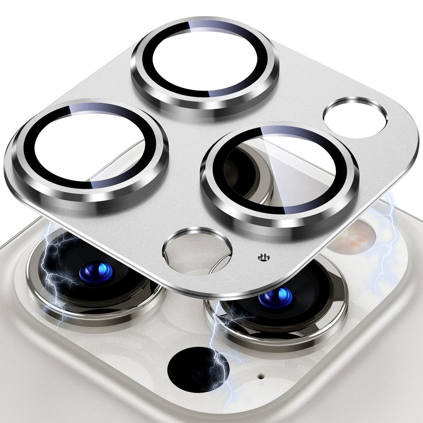 Uyiton Compatible with iPhone 17 Pro Max Camera Lens Protector - [Not Easy to Break][Strong Adsorption][Case-Friendly] Metal Tempered Glass Rear Camera Screen Cover - Deep Blue