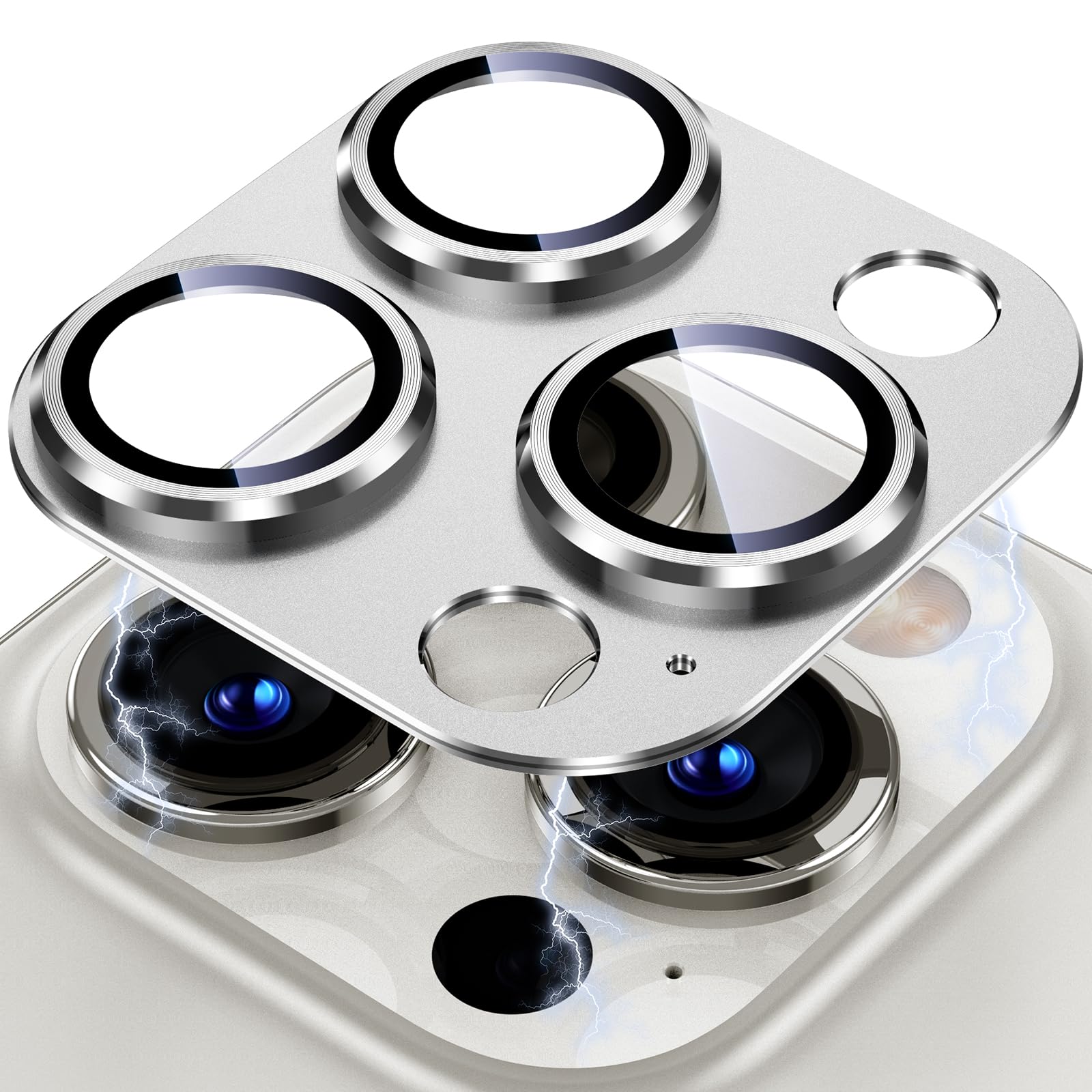 Uyiton Compatible with iPhone 17 Pro Max Camera Lens Protector - [Not Easy to Break][Strong Adsorption][Case-Friendly] Metal Tempered Glass Rear Camera Screen Cover - Deep Blue