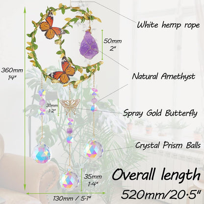 Suncatcher - Amethyst Moon Crystal Sun Catcher Window Hanging, Good Luck Charms Gifts for Women Chrismas Thanksgiving Birthday Crystal
