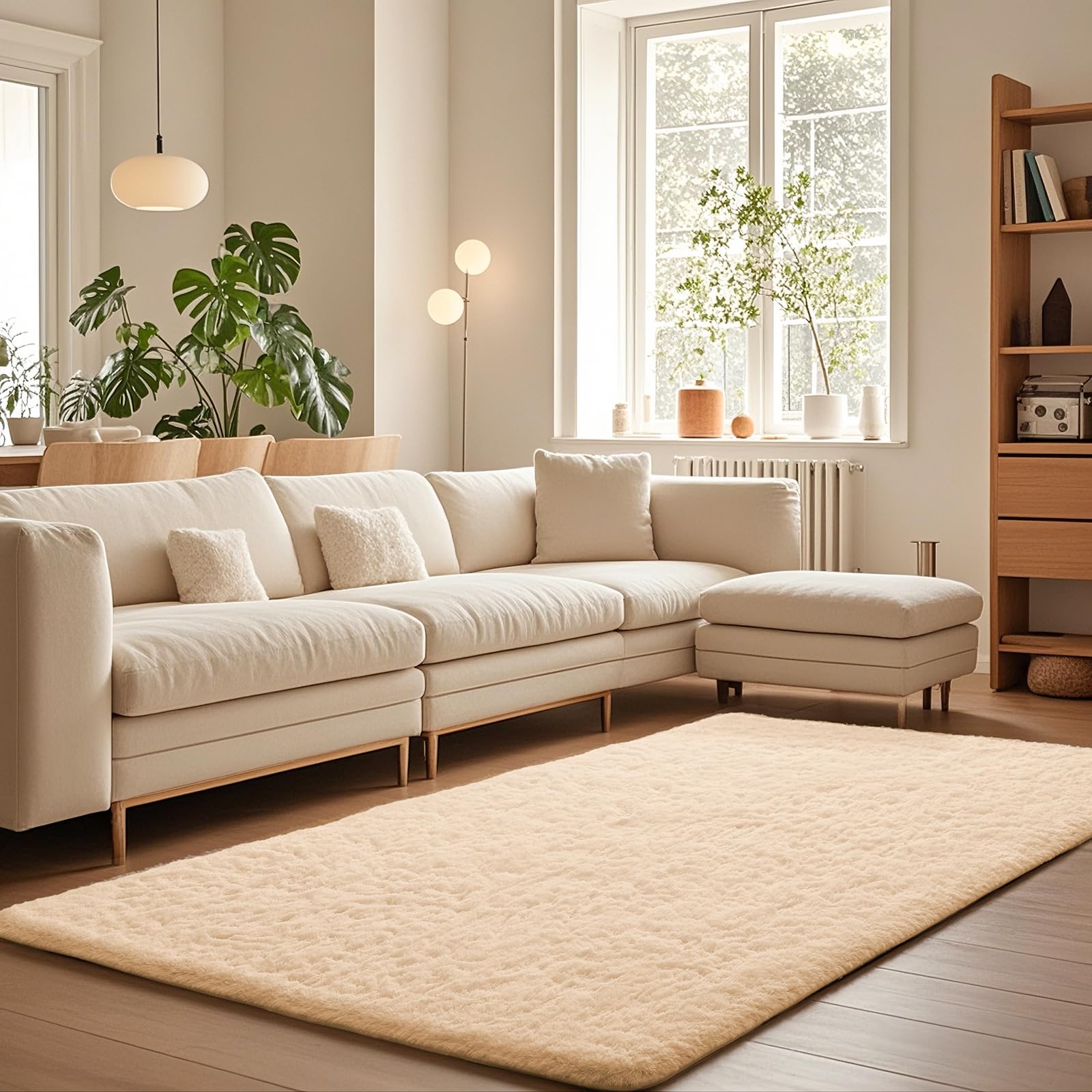 Ophanie Area Rugs for Bedroom Living Room, Grey Fluffy Fuzzy Shag Shaggy Soft Plush Carpet, 4x6 Indoor Floor Gray Rug for Kids Home Dorm Decor Aesthetic