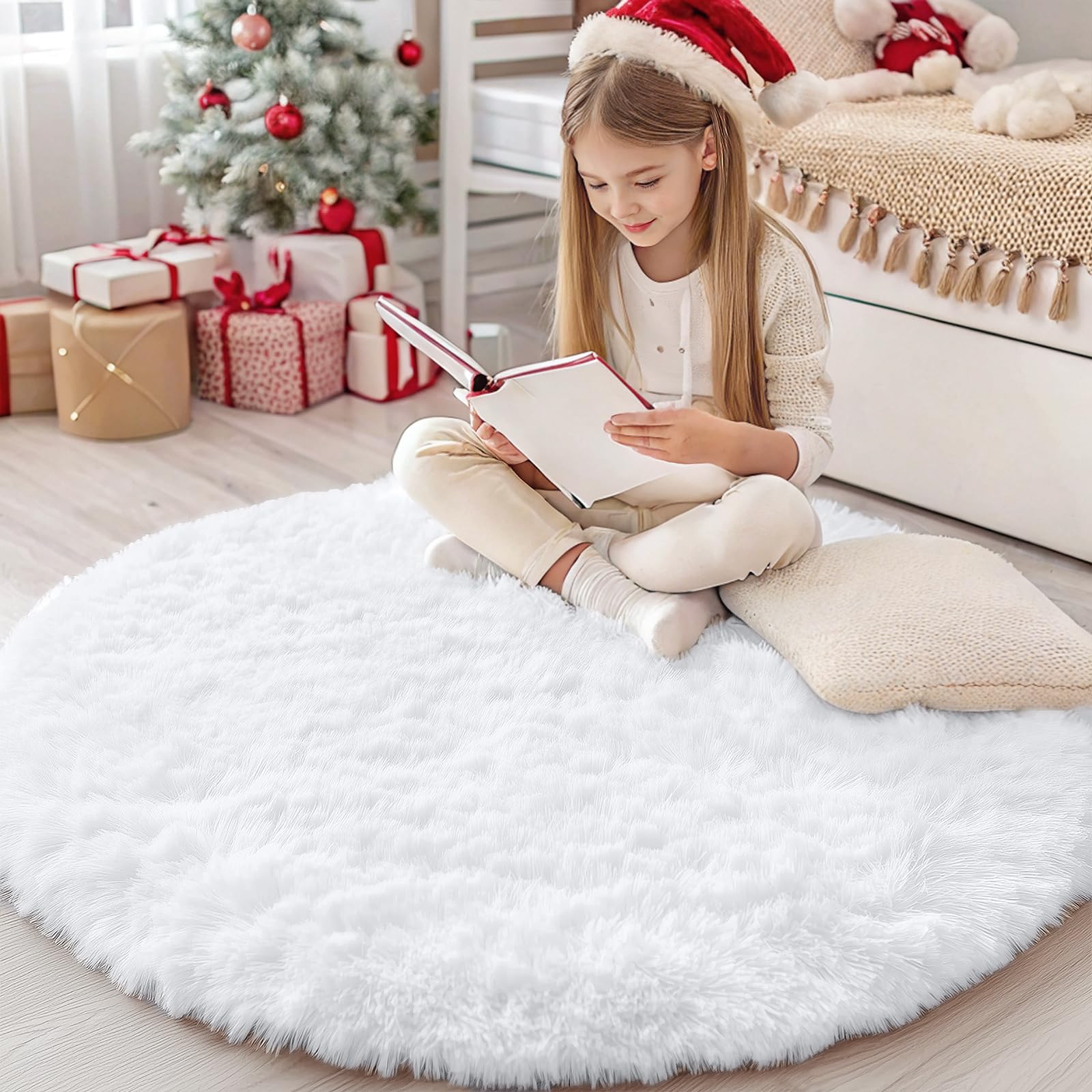 OLANLY Area Rugs for Living Room Bedroom, Machine Washable 4x5.9 ft Soft Fluffy Shaggy Bedside Rug, Indoor Floor Carpet for Kids Girls and Boys, Dorms, Nursery Rooms, Home Decor Aesthetic, Grey