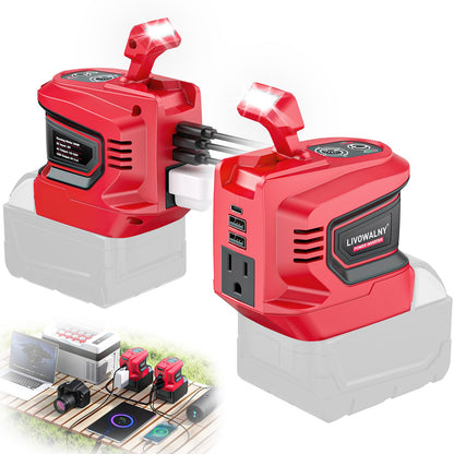 Real 200W Power Inverter Compatible With Dewalt, DC 20V to AC 110-120V Battery Inverter, LIVOWALNY Portable Power Station Generator, Charger Adapter Battery Powered with 2 USB & 1 Type-C & 1 AC Outlet