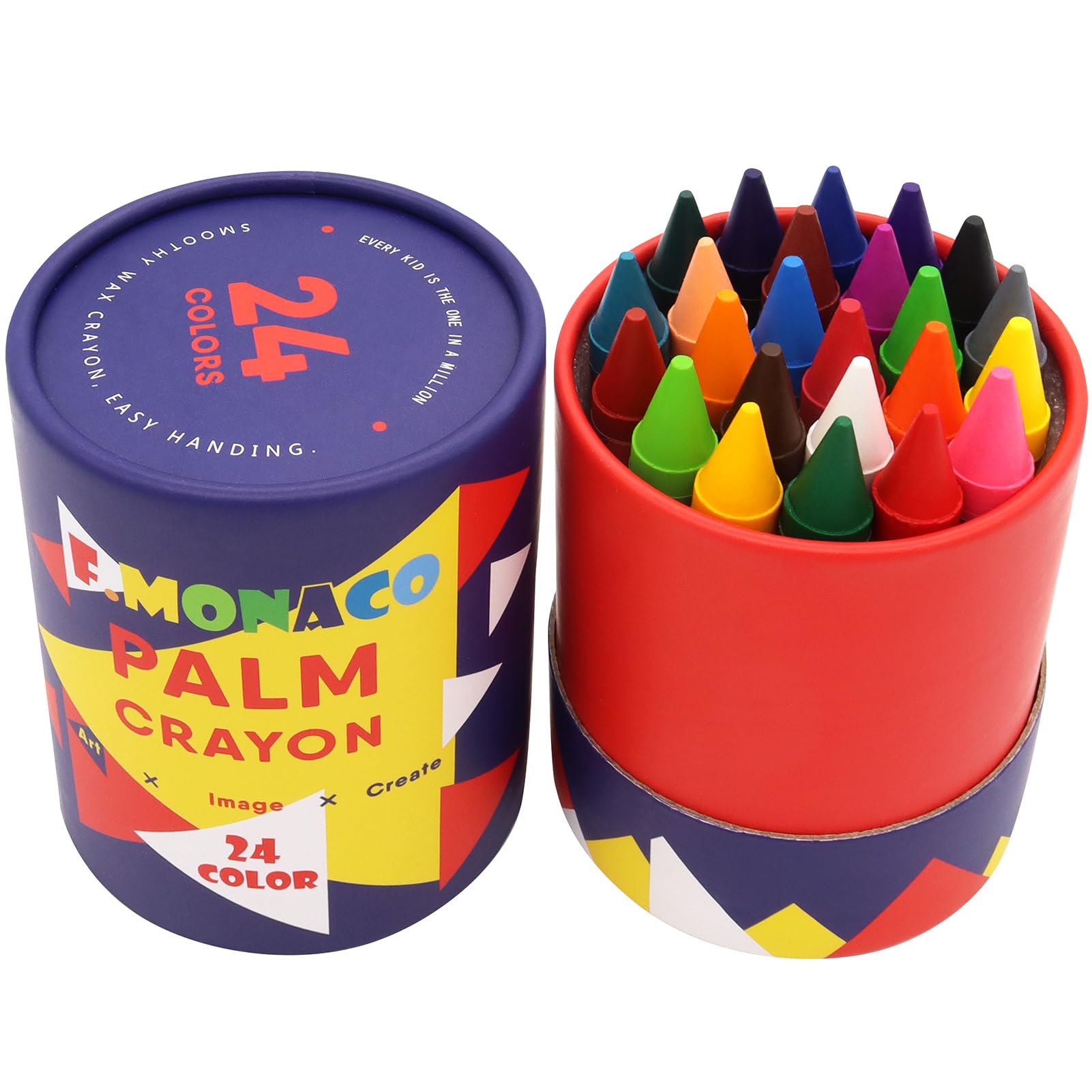 Lebze Jumbo Crayons for Toddlers, 16 Colors Non Toxic Crayons, Easy to Hold Large Crayon for Kids, Safe for Babies and Children Flower Monaco