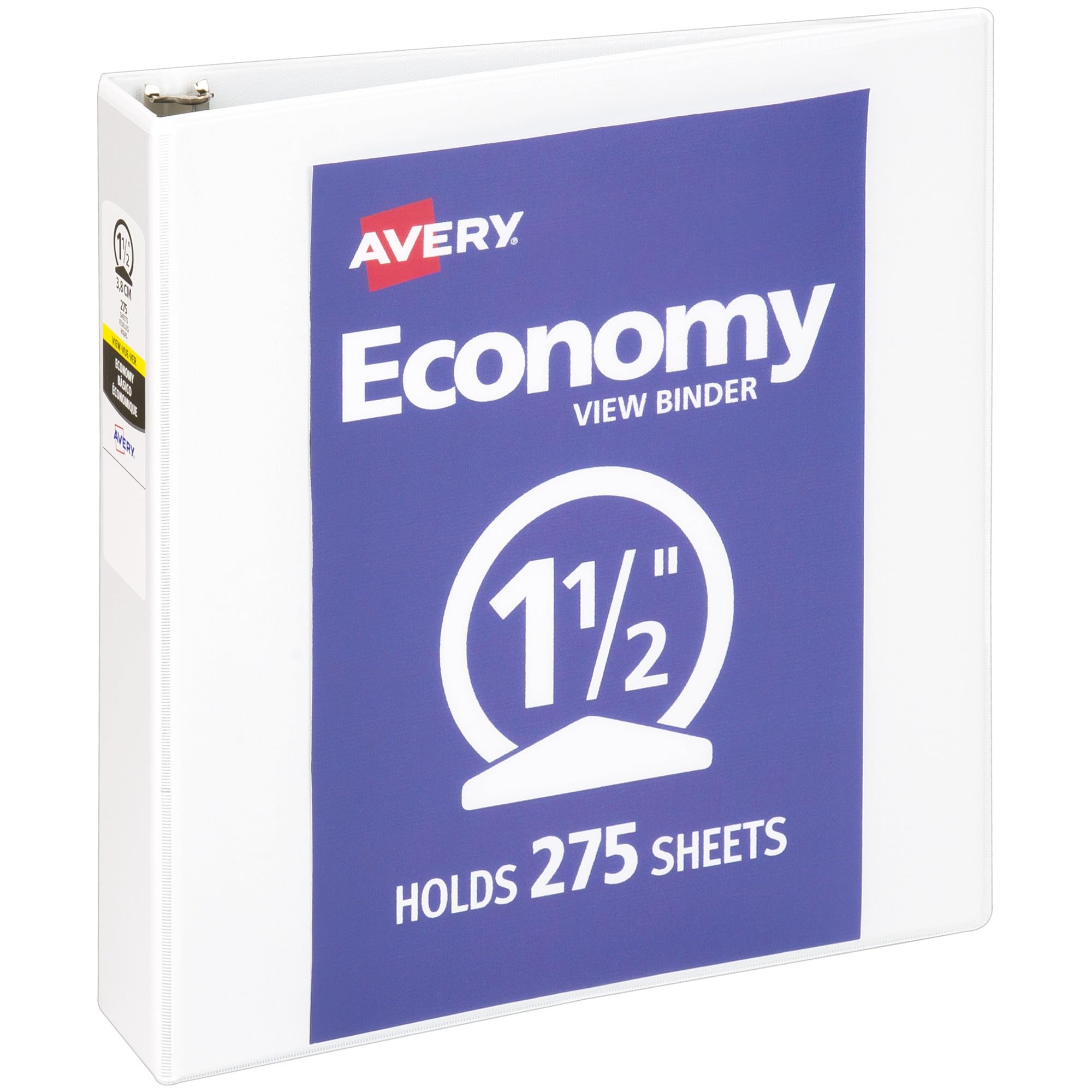 Avery Economy View 3 Ring Binder 1/2 Inch Round Rings, 1 White Binder (05706)
