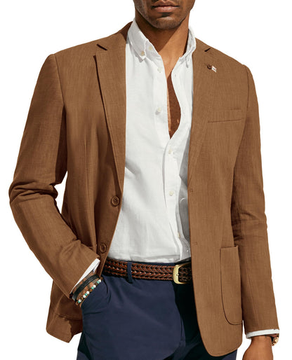 PJ PAUL JONES Mens Blazer Casual Cotton-Linen Sport Coat Lightweight 2 Button Unlined Suit Jackets