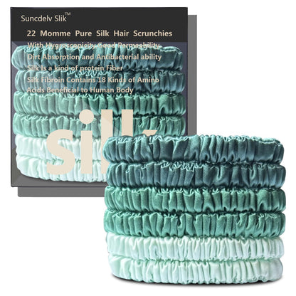 Silk Hair Towel, Friction-Resistant, Amino Acid-Rich, Durable, Breathable (6PCS(Bean Paste, Rose Gold, Rice White))