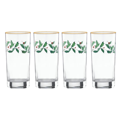 Lenox 893570 Holiday Decal 4-Piece Martini Glass Set, Christmas Dinnerware, Hosting