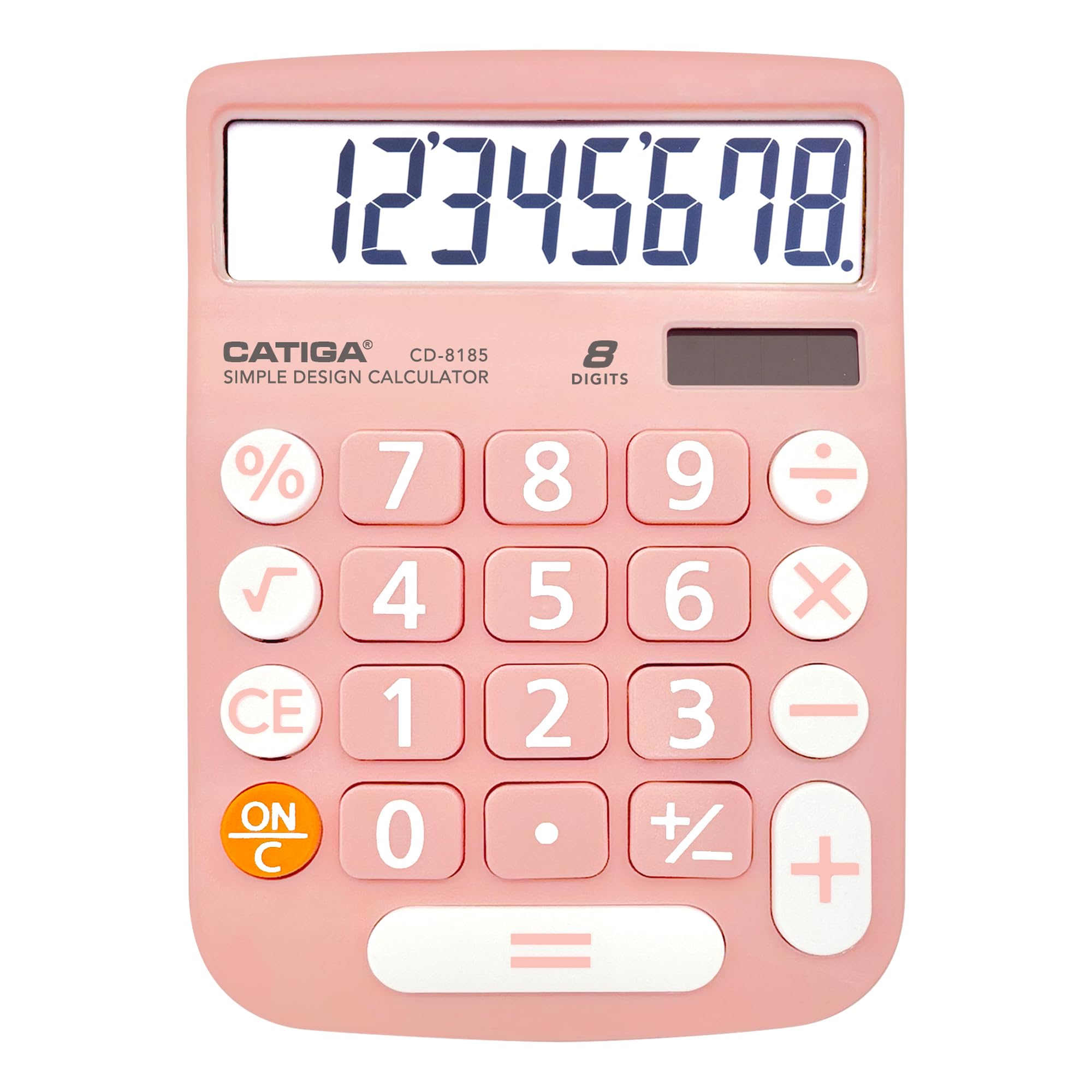 CATIGA Desktop Calculator 8 Digit with Solar Power and LCD Display, Big Buttons, for Home, Office, School, Class and Business, 4 Function Small Basic Calculators for Desk, CD-8185
