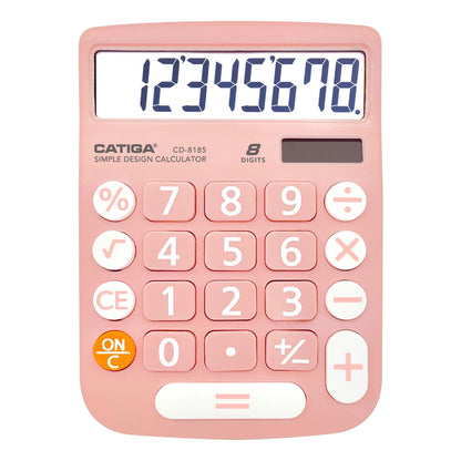 CATIGA Desktop Calculator 8 Digit with Solar Power and LCD Display, Big Buttons, for Home, Office, School, Class and Business, 4 Function Small Basic Calculators for Desk, CD-8185