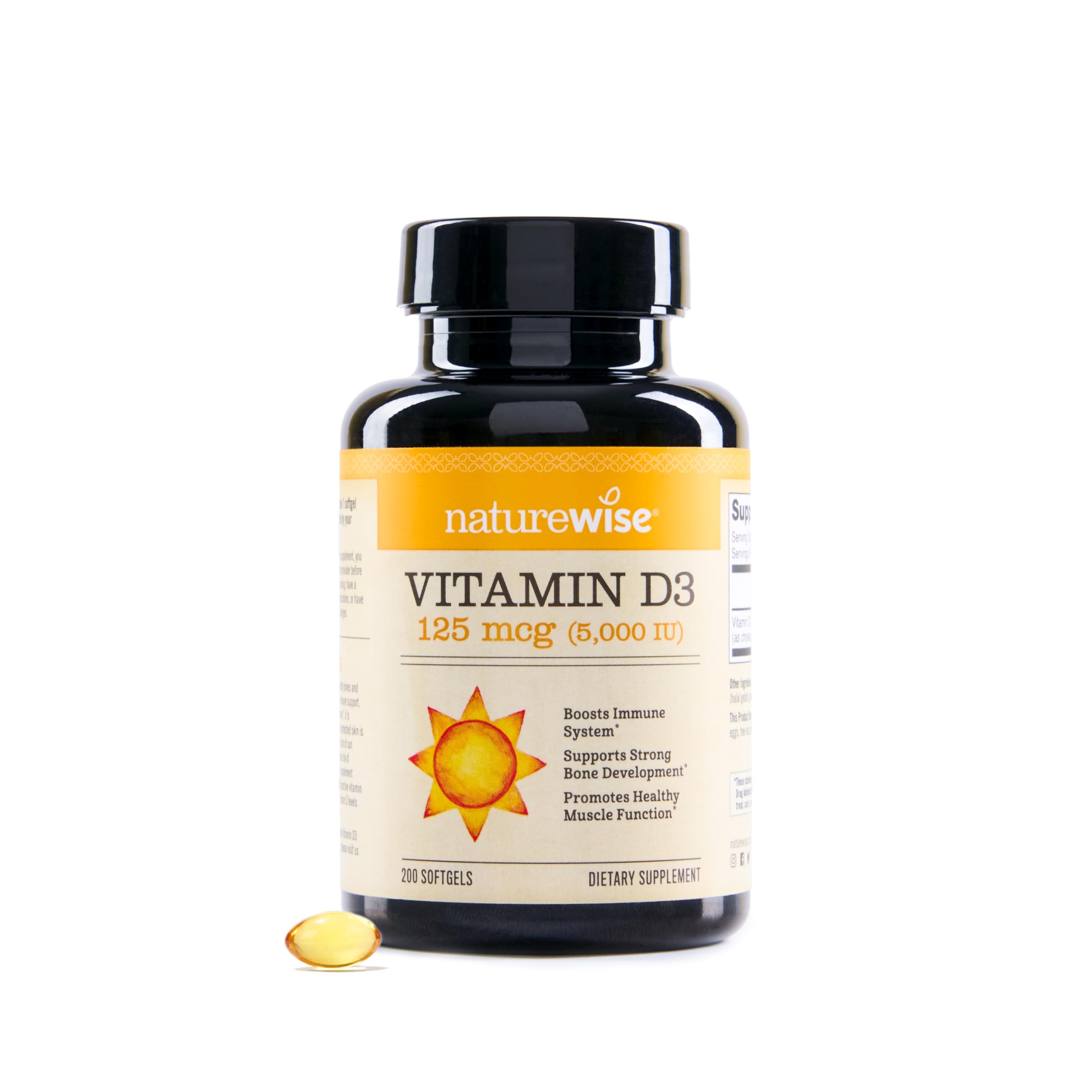 NatureWise Vitamin D3 5000iu (125 mcg) 1 Year Supply for Immune Support, Healthy Muscle Function, and Bone Health - Non-GMO, Gluten Free in Organic Extra Virgin Olive Oil, (Mini Softgel), 360 Count