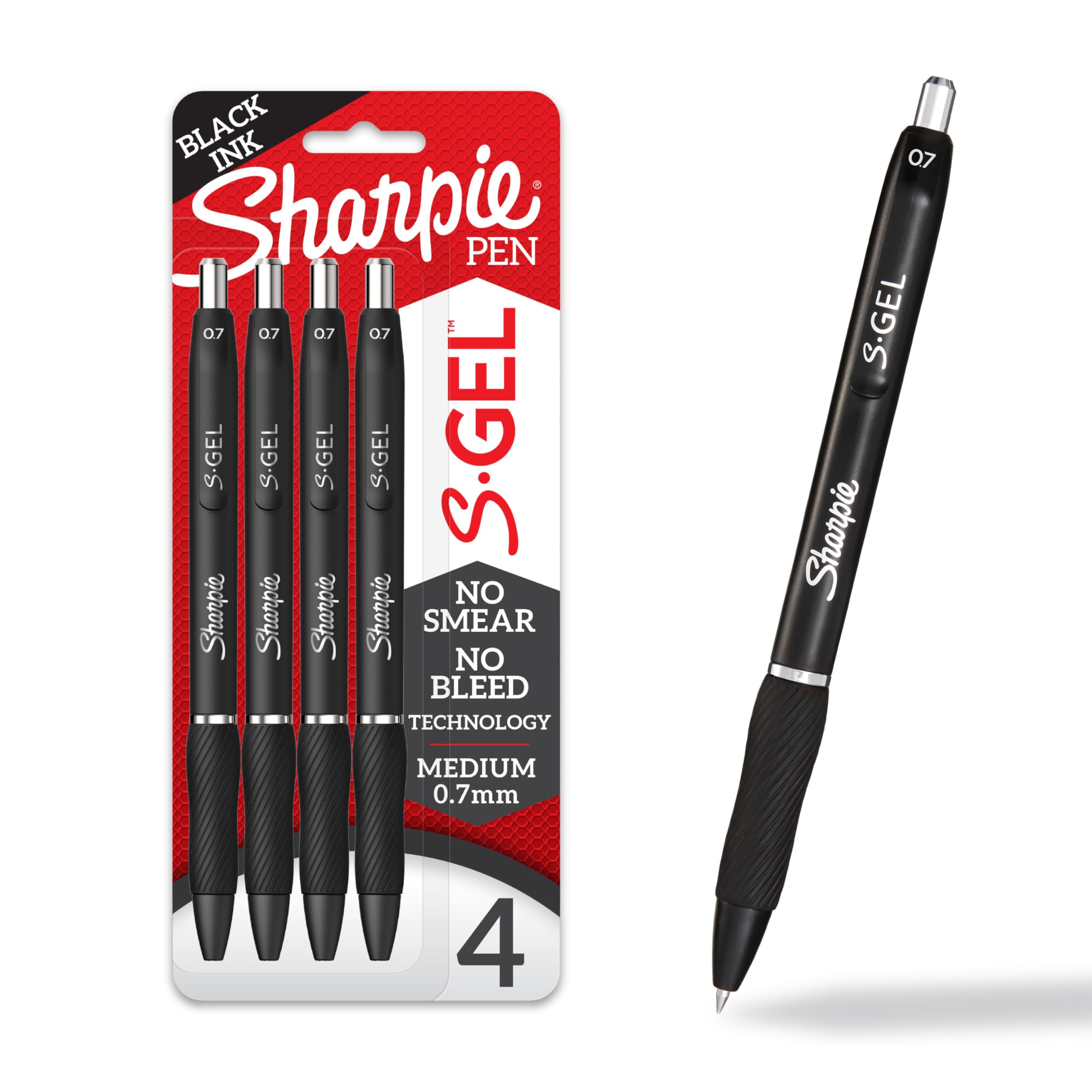 Sharpie S-Gel Gel Pens, Black Barrel, Medium Point (0.7mm), Black Gel Ink Pens, 12 Count - Home, Office, School, Journaling, Writing, Note-Taking, Teacher Supplies