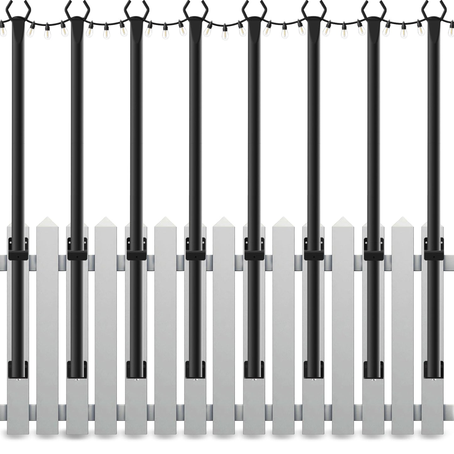 2 Pack String Light Poles,10 Ft Light Poles for Outside String Lights,Outdoor Lights Pole with Fork,Metal Poles Stand for Patio Deck Backyard