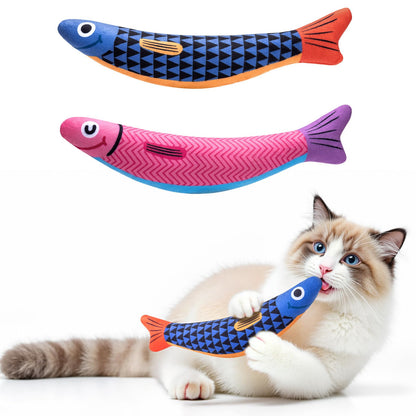 Cat Toys with[5000mg A+Natural Catnip &Silvervine] [Baby Grade] Interactive Soft Chew Kicker Cat Toys for Indoor Cats & Kittens, [Crinkle &Bell] Fish Sound Toy, Drives Bored Cat Crazy with Fun