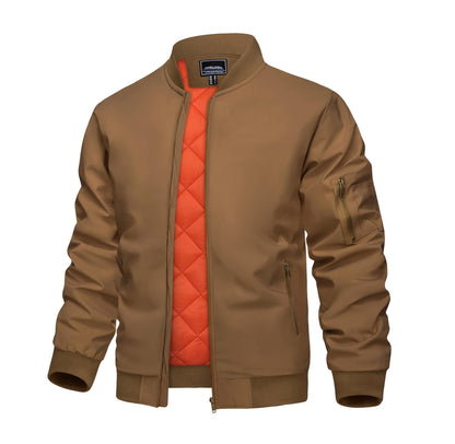 KEFITEVD Men's Jacket Casual Windproof Bomber Jackets Full Zip Windbreaker Warm Winter Padded Coats