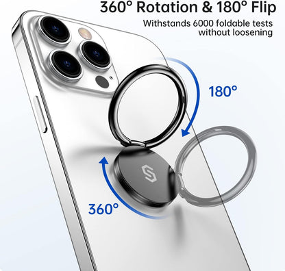 Syncwire Cell Phone Ring Holder Stand, 360 Degree Rotation Finger Ring Kickstand Polished Metal Phone Grip for Magnetic Car Mount Compatible iPhone 15 14 13 12 11, Samsung,Pixel,Smartphone Accessories
