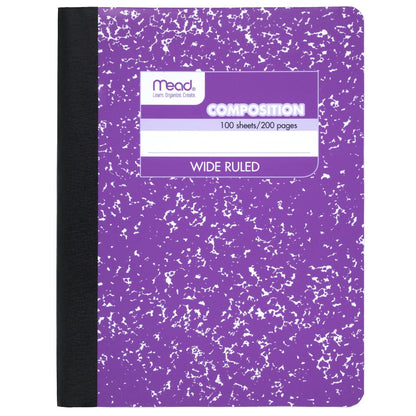 Mead Composition Notebook, Wide Ruled Paper, 7-1/2" x 9-3/4", 100 Sheets, Assorted Colors, 12 Pack (73389)