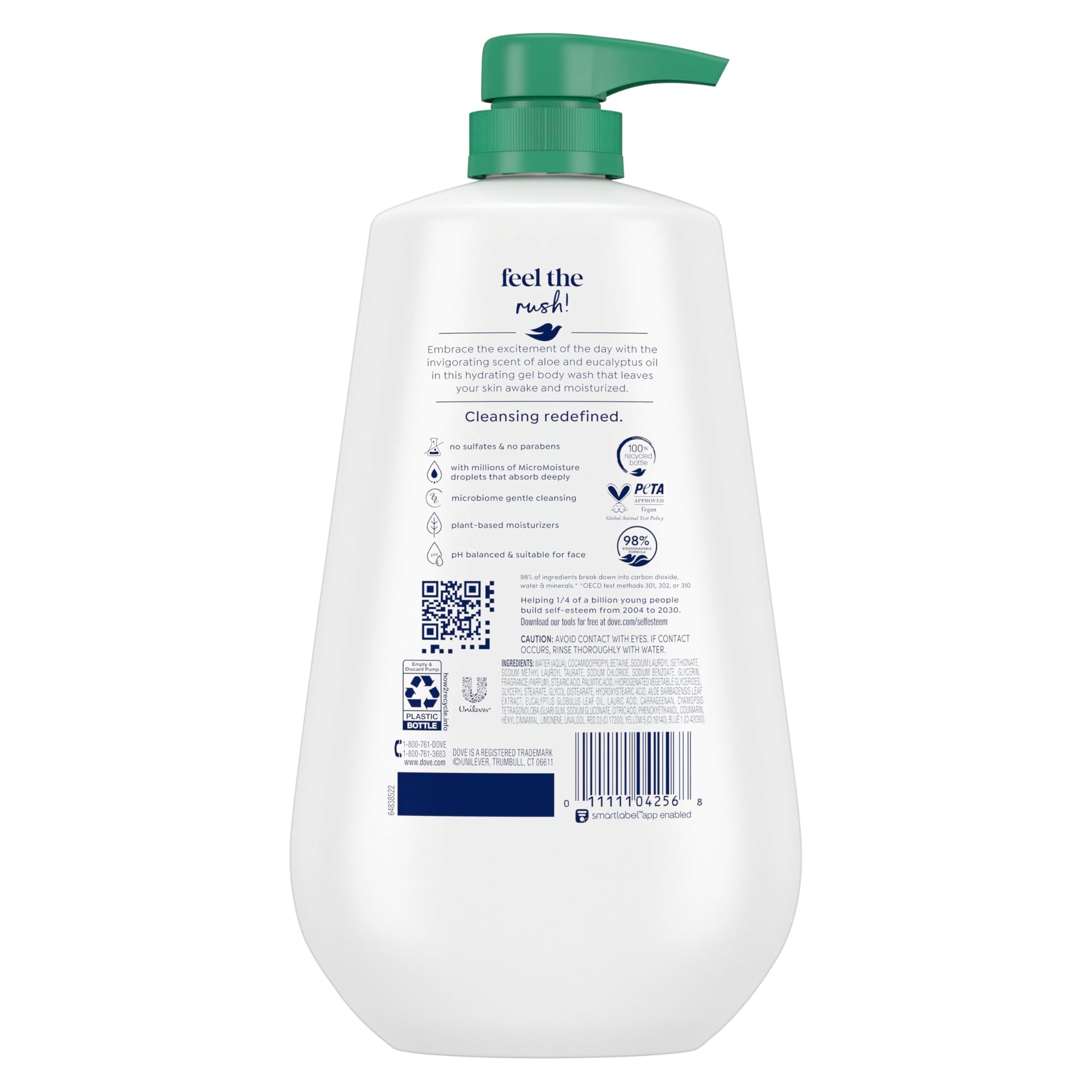 Dove Body Wash Deep Moisture for 24hr Lotion-Soft Skin Moisture Moisturizing Skin Cleanser with No Sulfates No Parabens 30.6 oz