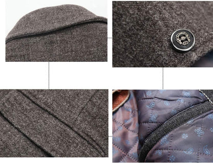 INVACHI Men's Wool Blend Pea Coat Warm Winter Trench Coat with Detachable Soft Scarf Single Breasted Overcoat
