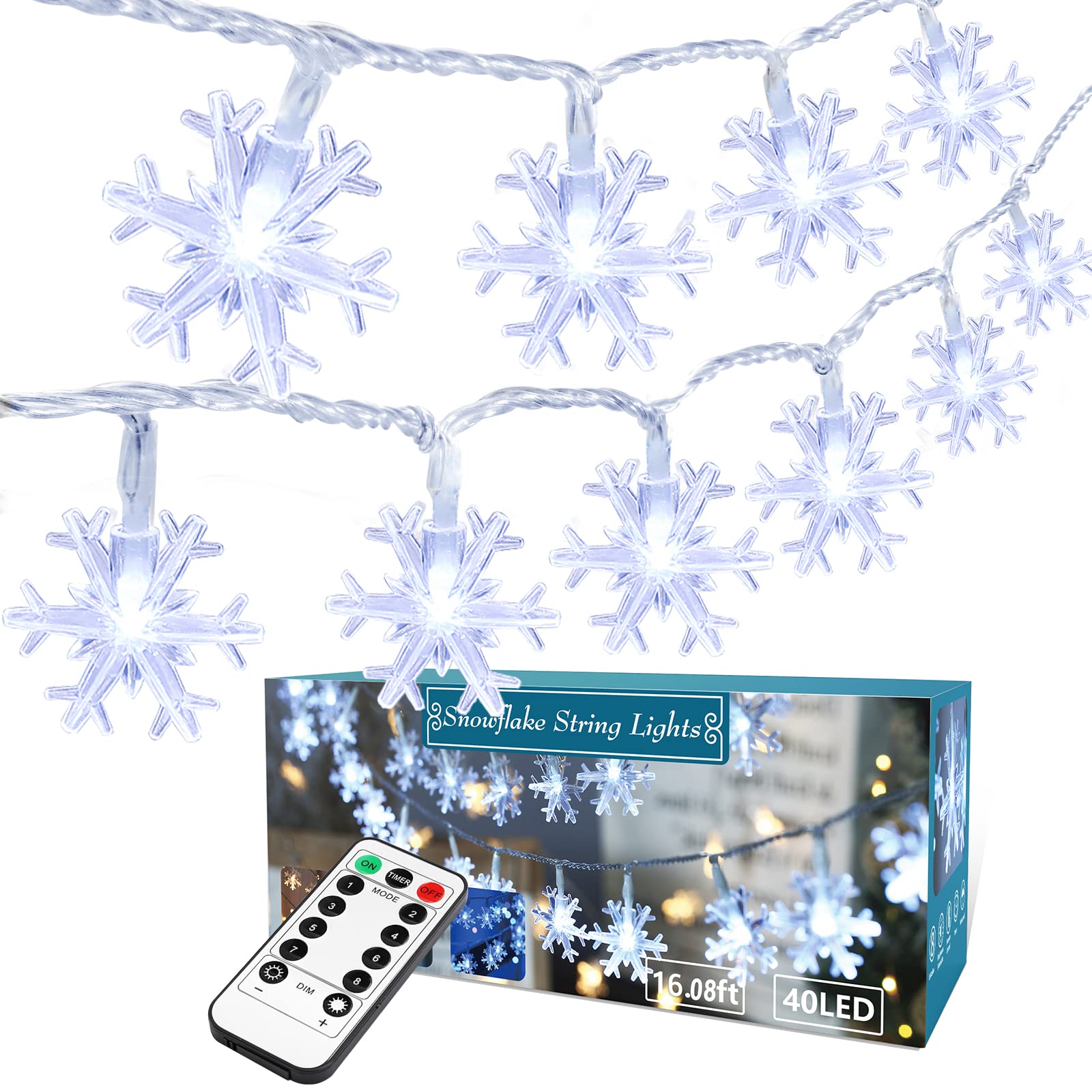 BrizLabs 2 Pack Christmas Window Lights with Remote, 61 Modes, Warm & Cool White & RGB Color Changing 12" Foldable Snowflake Hanging Christmas Lights for Xmas Indoor Outdoor Wall Door Fireplace Decor