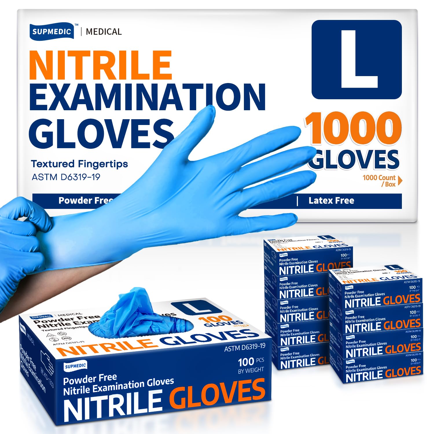 Medical Soft Max™ Nitrile Exam Gloves, 1000 Pcs Latex-Free Powder-Free Food Safe Clean Cooking Disposable Glove Blue