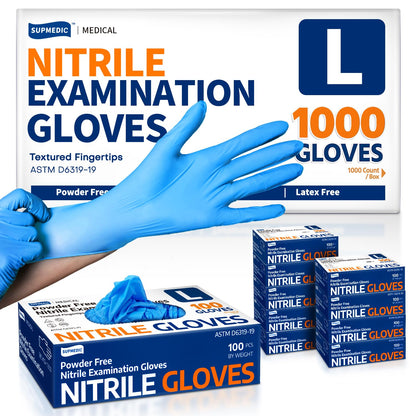 Medical Soft Max™ Nitrile Exam Gloves, 1000 Pcs Latex-Free Powder-Free Food Safe Clean Cooking Disposable Glove Blue