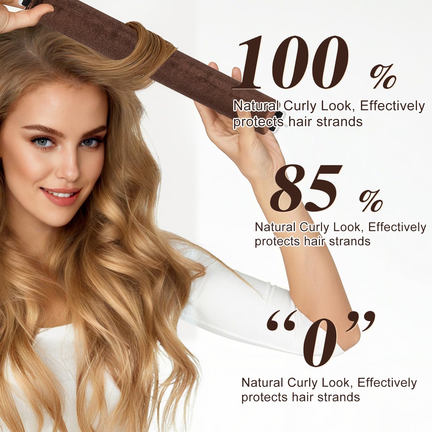 Heatless Curlers, Heatless Curls Overnight Set for Women, Soft Hair Curlers to Sleep In, Jumbo No Heat Hair Curlers Set with Headscarf and Hook for Long Hair (DarkBrown, 4 Packs)