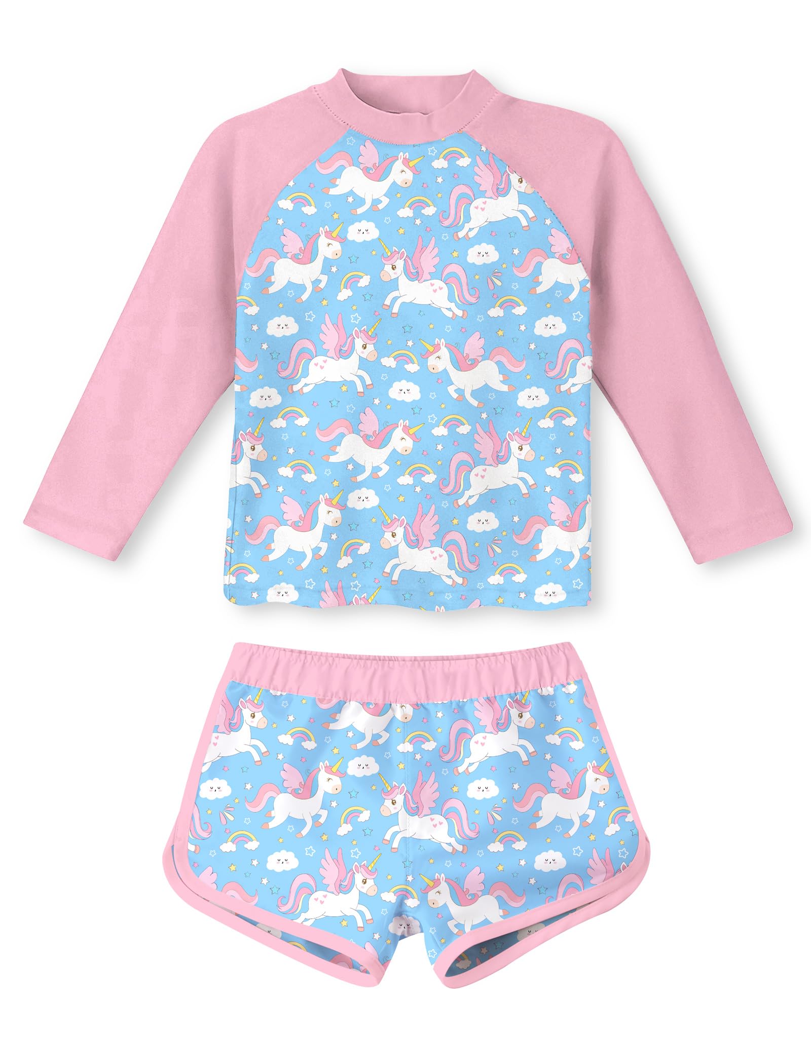 Vogseek Girls Rash Guard Two Pieces Swimsuit Long Sleeve Bathing Suit for 3-10 Years