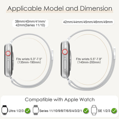 Original Milanese Loop Band Compatible with Apple Watch 38mm 40mm 41mm 42mm 44mm 45mm 46mm 49mm - Women & Men Magnetic Closure Adjustable Metal Strap for iWatch Series 11 10 9 8 7 6 5 4 SE2 3 Ultra2 3