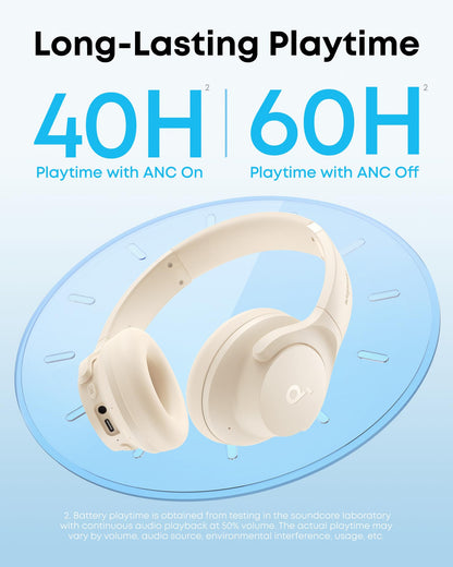 Soundcore by Anker Q20i Hybrid Active Noise Cancelling Headphones, Wireless Over-Ear Bluetooth, 40H Long ANC Playtime, Hi-Res Audio, Big Bass, Customize via an App, Transparency Mode (Pink)