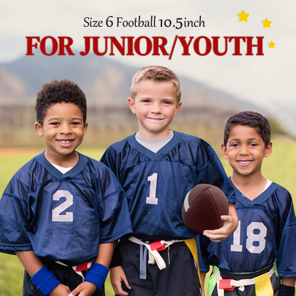 jiaonun 6 Pack Youth Size 6/Official Size 9 Footballs Inflatable with Pump for Youth, Junior, Adult, College, High School, Regulation Size Football, American Football, Composite Leather Foot Ball