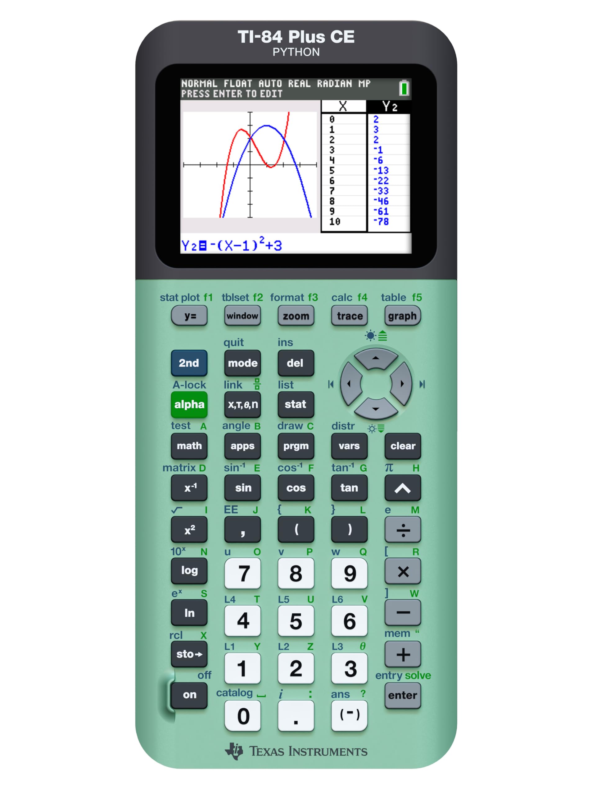 TI-84 Plus CE Graphing Calculator, Trinomial Teal