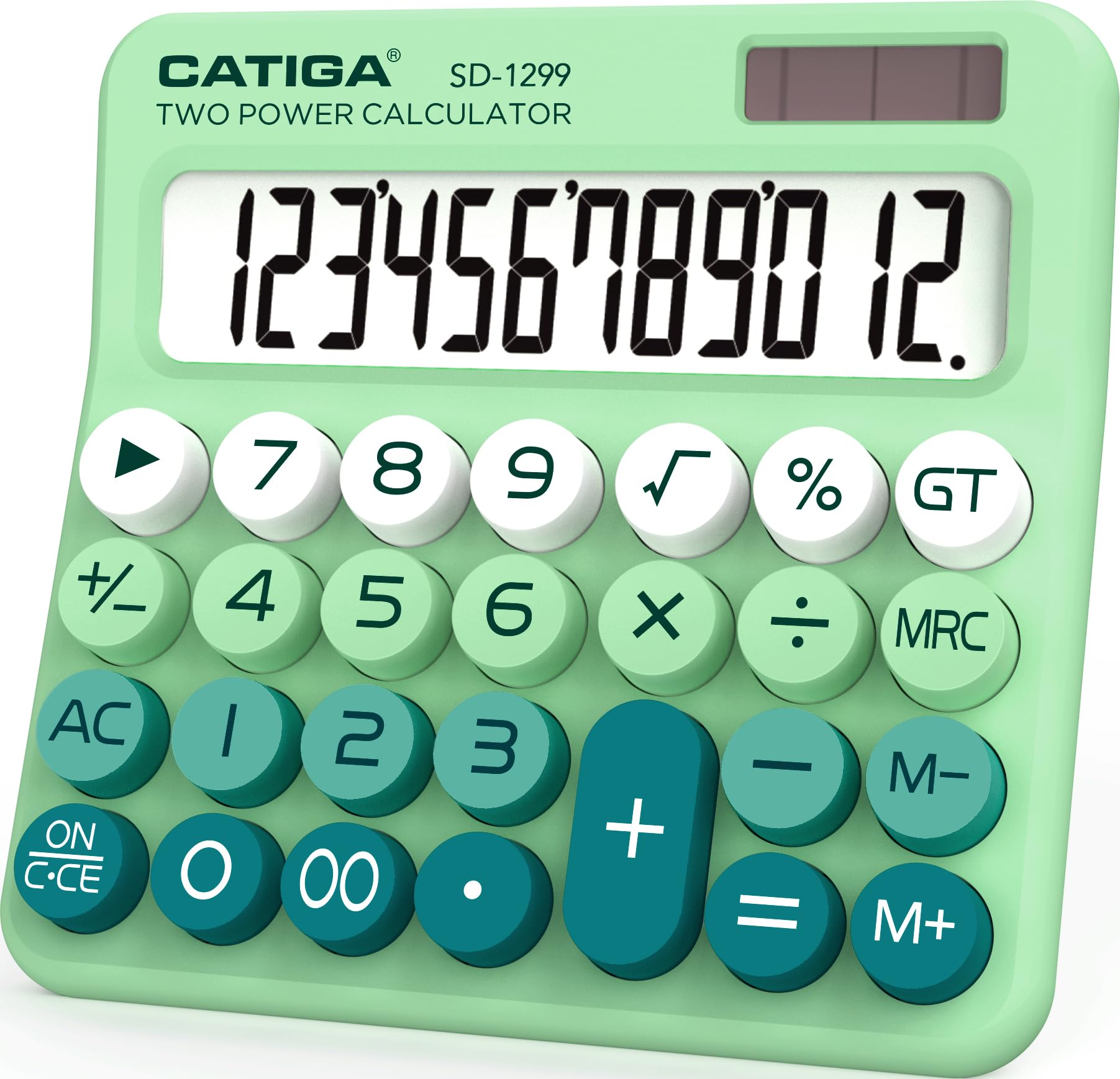 CATIGA Desktop Calculator 8 Digit with Solar Power and LCD Display, Big Buttons, for Home, Office, School, Class and Business, 4 Function Small Basic Calculators for Desk, CD-8185