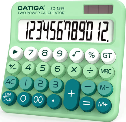CATIGA Desktop Calculator 8 Digit with Solar Power and LCD Display, Big Buttons, for Home, Office, School, Class and Business, 4 Function Small Basic Calculators for Desk, CD-8185