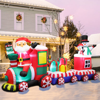 8.5 FT Long Christmas Inflatable Outdoor Decorations, Blow Up Santa Claus Helicopter with Bright LED Lights, Christmas Santa and Reindeer Flying Airplane for Xmas Decor, Lawn, Yard Holiday Party