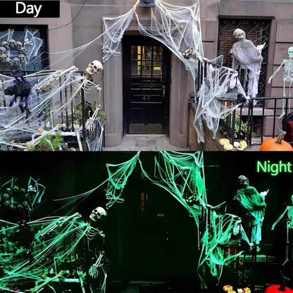 200Sqft Glow in The Dark Spider Web Halloween Spider Webs Decorations with 30 Extra Fake Spiders for Halloween Decor Indoor and Outdoor Haunted House Party Supplies