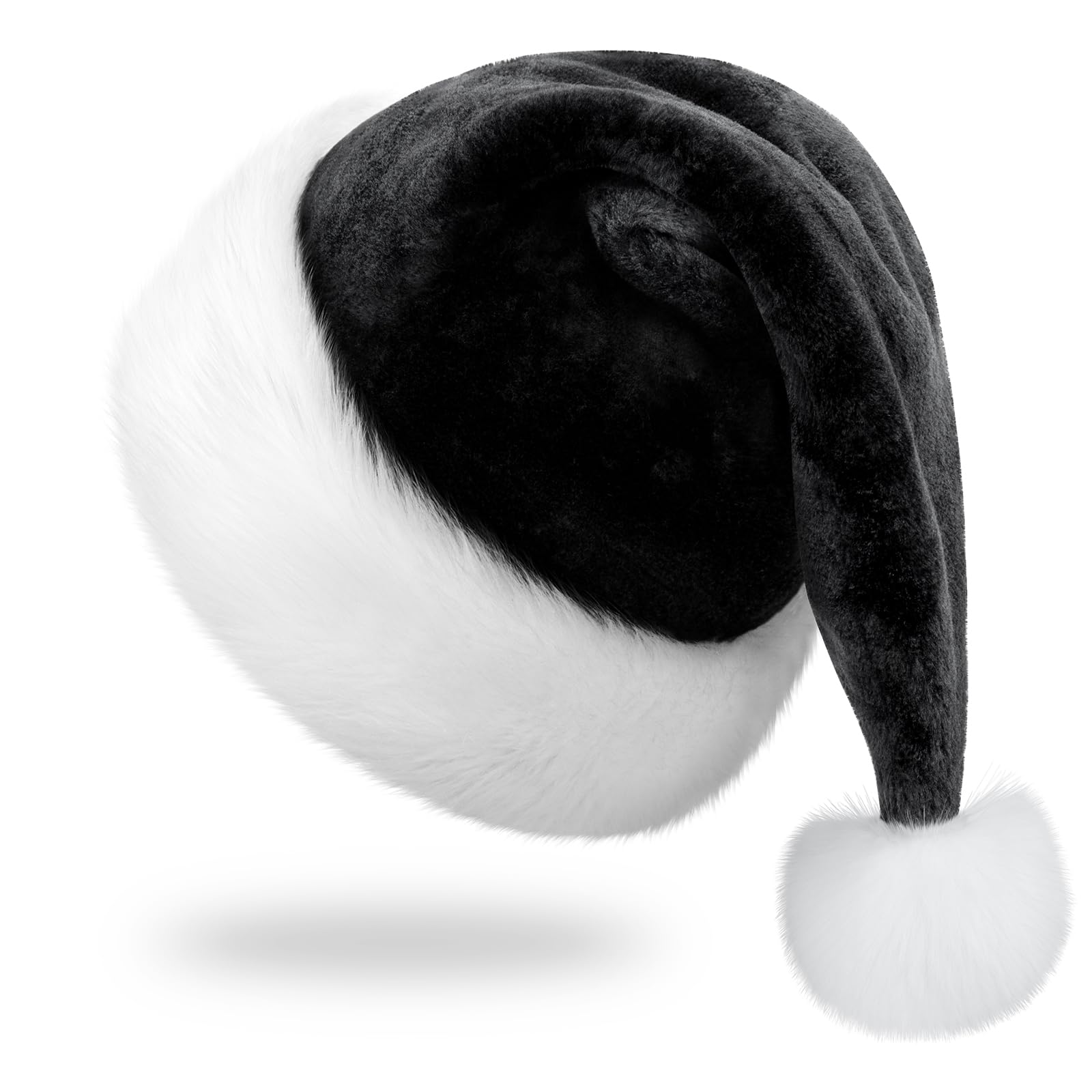 RJVW Christmas Santa Hat for Adults, Thicken Soft Velvet Comfort Classic Santa Claus Hat for New Year Party Headwear Holiday