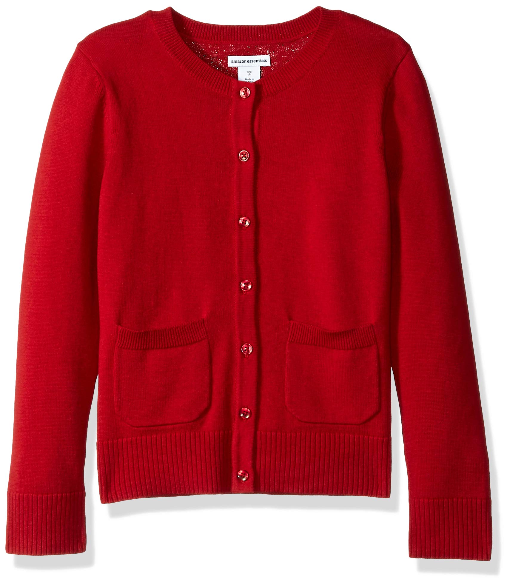 Amazon Essentials Girls and Toddlers' Uniform Slim Fit Crewneck Cardigan Sweater