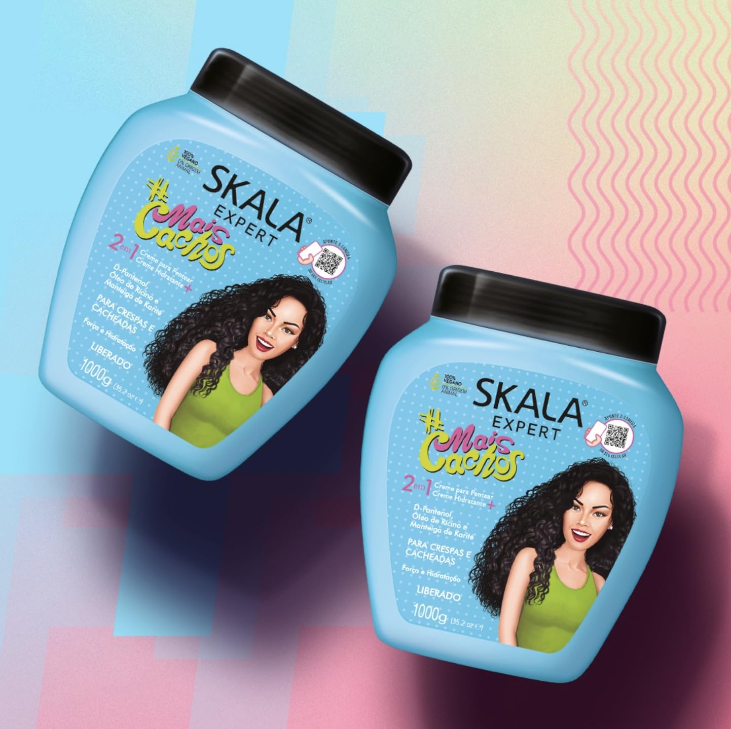SKALA Mais Cachos for hair type 3ABC - 2 IN 1 Conditioning Treatment Cream & Cream To Comb 35.2oz, BLUE