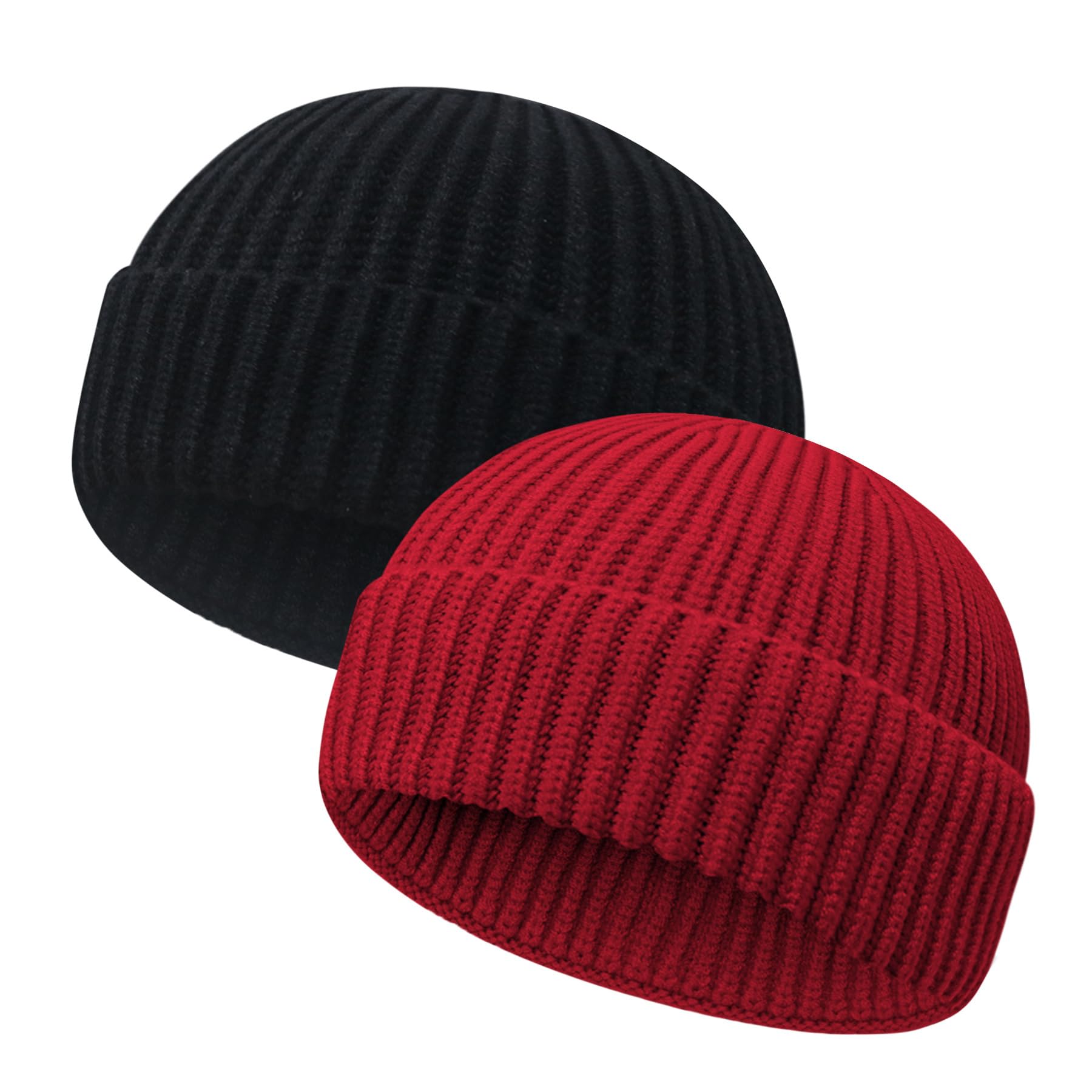 Wool Fisherman Beanies for Men Women Short Cuff Knit Beanie Winter Warm Hats Trawler Hat Stylish Watch Cap