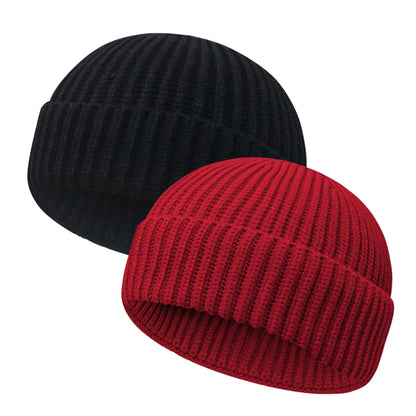 Wool Fisherman Beanies for Men Women Short Cuff Knit Beanie Winter Warm Hats Trawler Hat Stylish Watch Cap