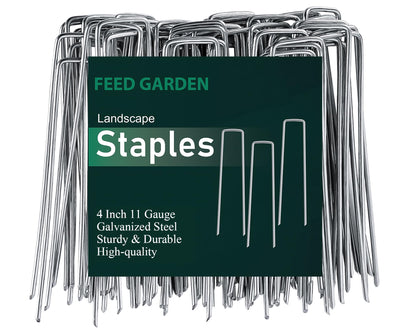 FEED GARDEN 6 Inch 50 Pack Hot-dip Galvanized Landscape Staples Plant Cover Stakes 11 Gauge Tent Stakes Garden Stakes Landscaping Fabric SOD Pins Yard Stakes for Decoration Weed Barrier Fabric