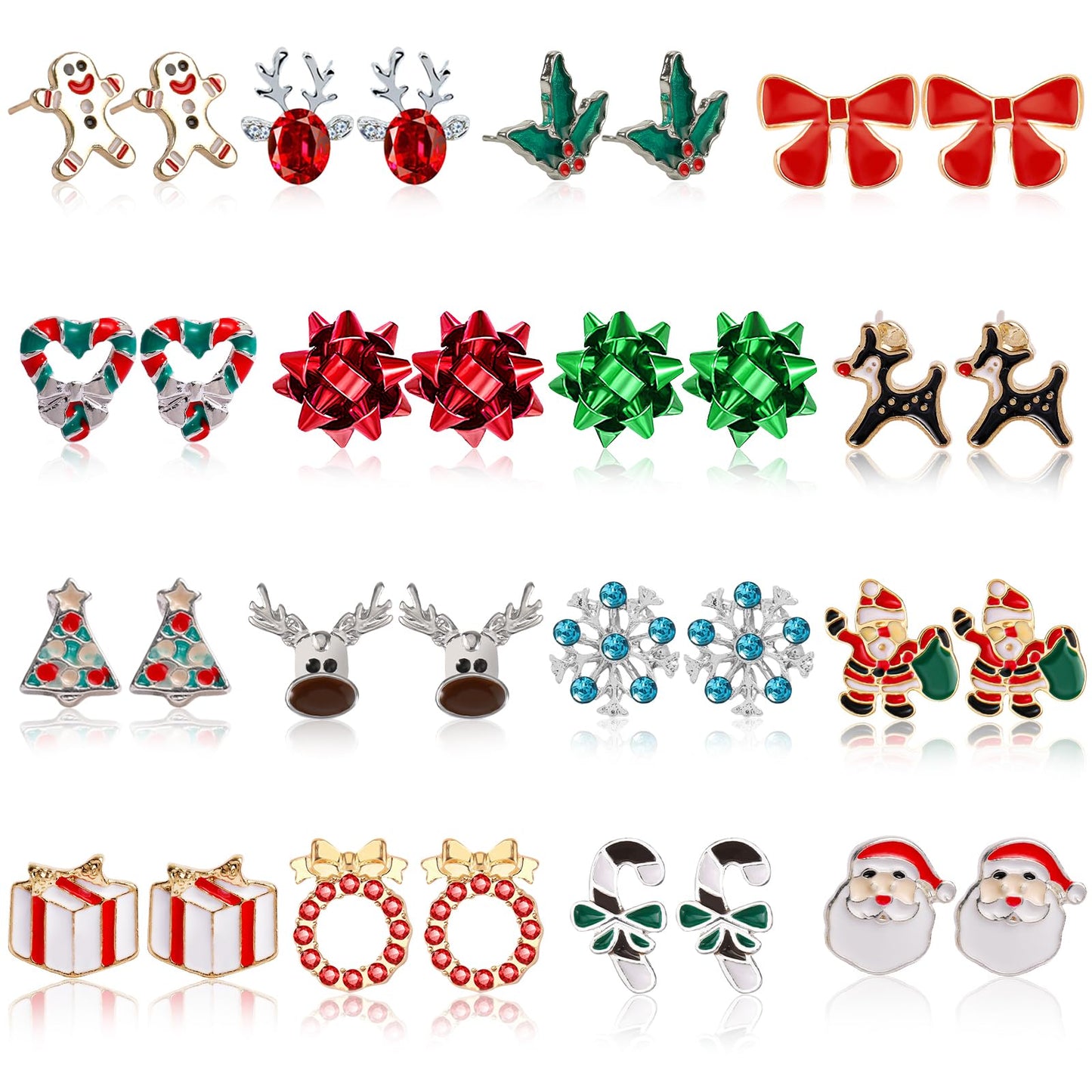 23 Pairs Christmas Earrings for Women Xmas Holiday Dangle Earrings Christmas Stud Tree Snowflake Bow Bells Light Earrings Bulk Cute Christmas Party Jewelry Gifts