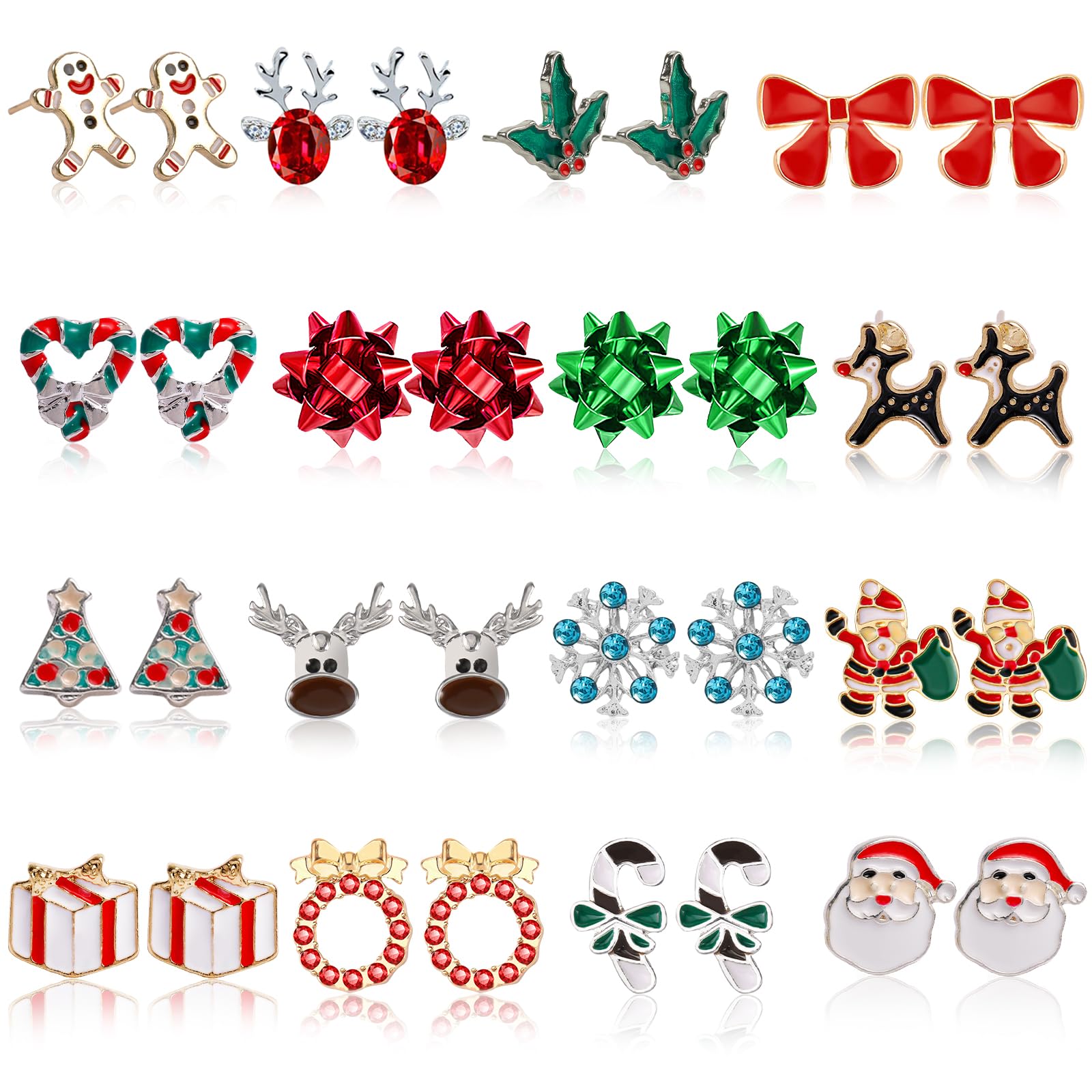 23 Pairs Christmas Earrings for Women Xmas Holiday Dangle Earrings Christmas Stud Tree Snowflake Bow Bells Light Earrings Bulk Cute Christmas Party Jewelry Gifts