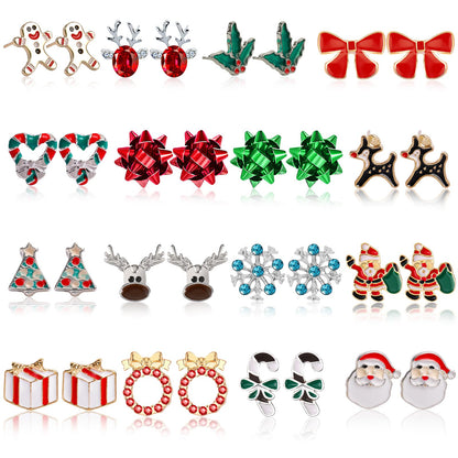 23 Pairs Christmas Earrings for Women Xmas Holiday Dangle Earrings Christmas Stud Tree Snowflake Bow Bells Light Earrings Bulk Cute Christmas Party Jewelry Gifts