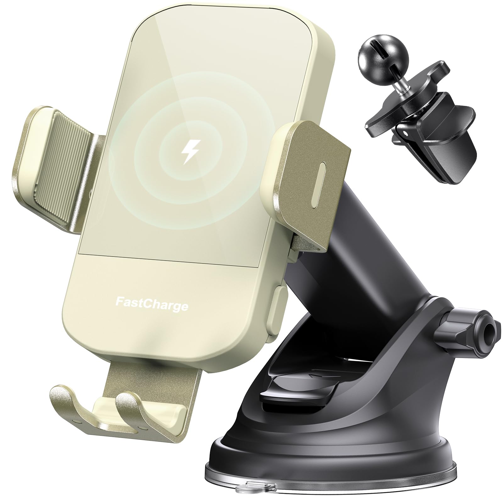 CHGeek Wireless Car Charger, 15W Fast Charging Auto Clamping Car Charger Phone Mount Phone Holder fit for iPhone 16 15 14 13 12 Pro Max 11 XR XS, Samsung Galaxy S24 Ultra S23 S22 S21, S20, S10+, Black