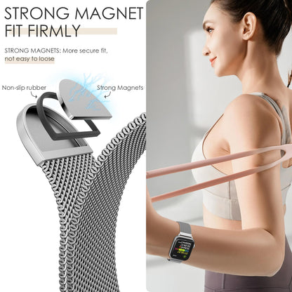 Original Milanese Loop Band Compatible with Apple Watch 38mm 40mm 41mm 42mm 44mm 45mm 46mm 49mm - Women & Men Magnetic Closure Adjustable Metal Strap for iWatch Series 11 10 9 8 7 6 5 4 SE2 3 Ultra2 3