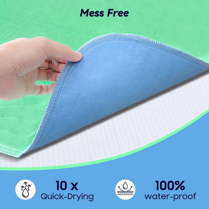 4 Pack 36” x 36” Extra Heavy Absorbency Washable Underpads, Waterproof Quick Drying Nursing Incontinence Reusable Washable Bed Pee Pads for Dogs, Diaper Changing & Adults, Green