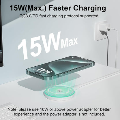 MagSafe Charger 2Pack 15W Magnetic Wireless Charger Fast Charging Pad with 6FT USB C to USB C Cable Compatible with iPhone 16/15/14/13/12 Series & AirPods 3/2/Pro | Strong Magnet Technology