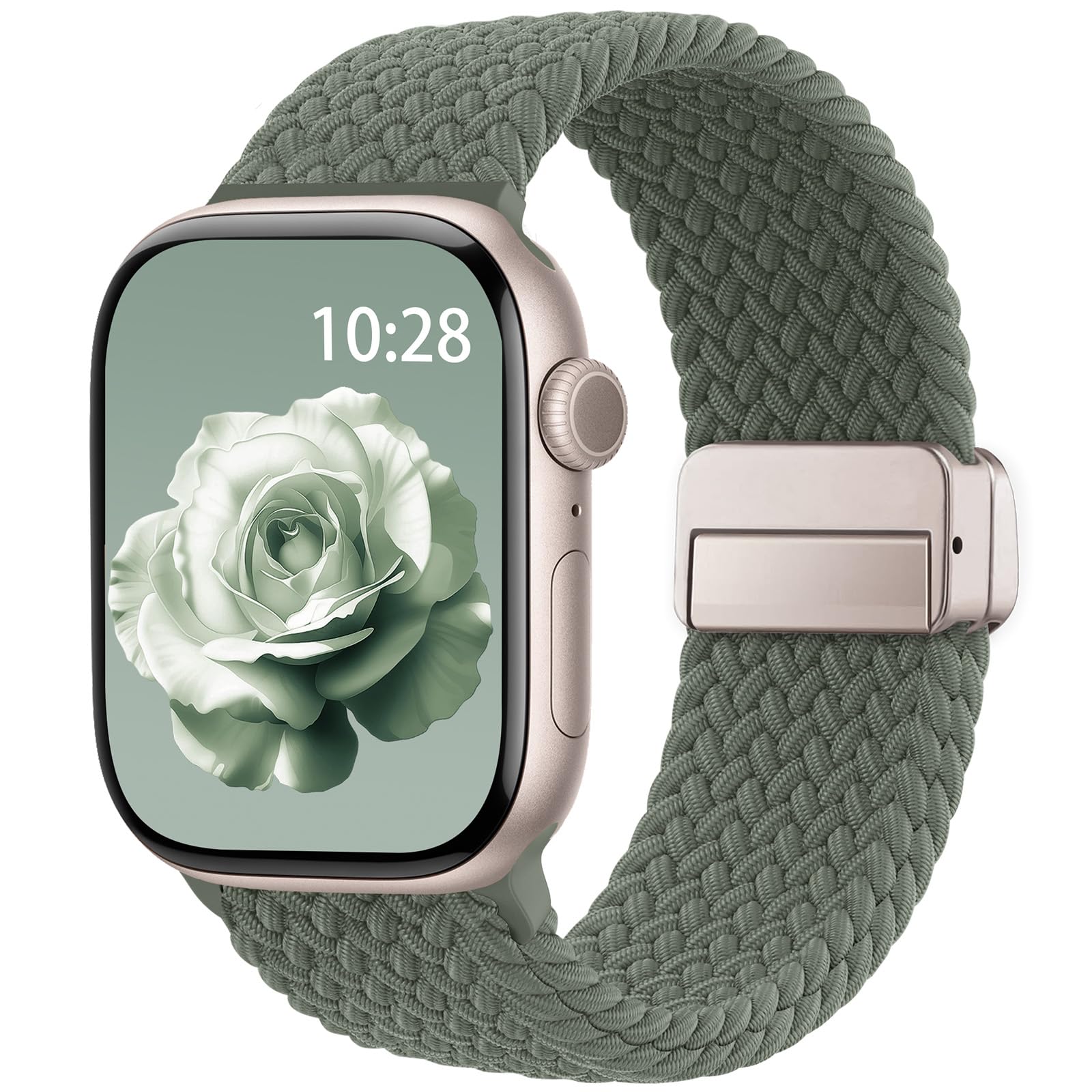Braided Stretchy Band Compatible with Apple Watch Bands 38mm 40mm 41mm 42mm 44mm 45mm 46mm 49mm Women Men, Soft Nylon Solo Loop Magnetic Sport Strap for iWatch Series 10 9 8 7 6 5 4 3 2 1 SE Ultra