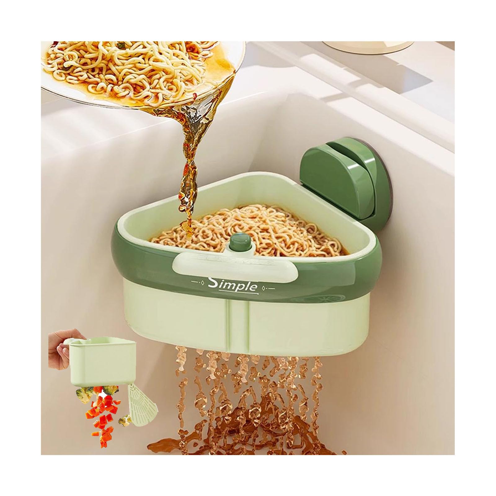 Sink Strainer Basket,2025 New Upgraded Suction Cup Press Sink Drainer Basket,Automatic Dumping Sink Strainer Basket,Faucet Sponge Storage Rack,Corner Sink Trash Catcher for Food Waste